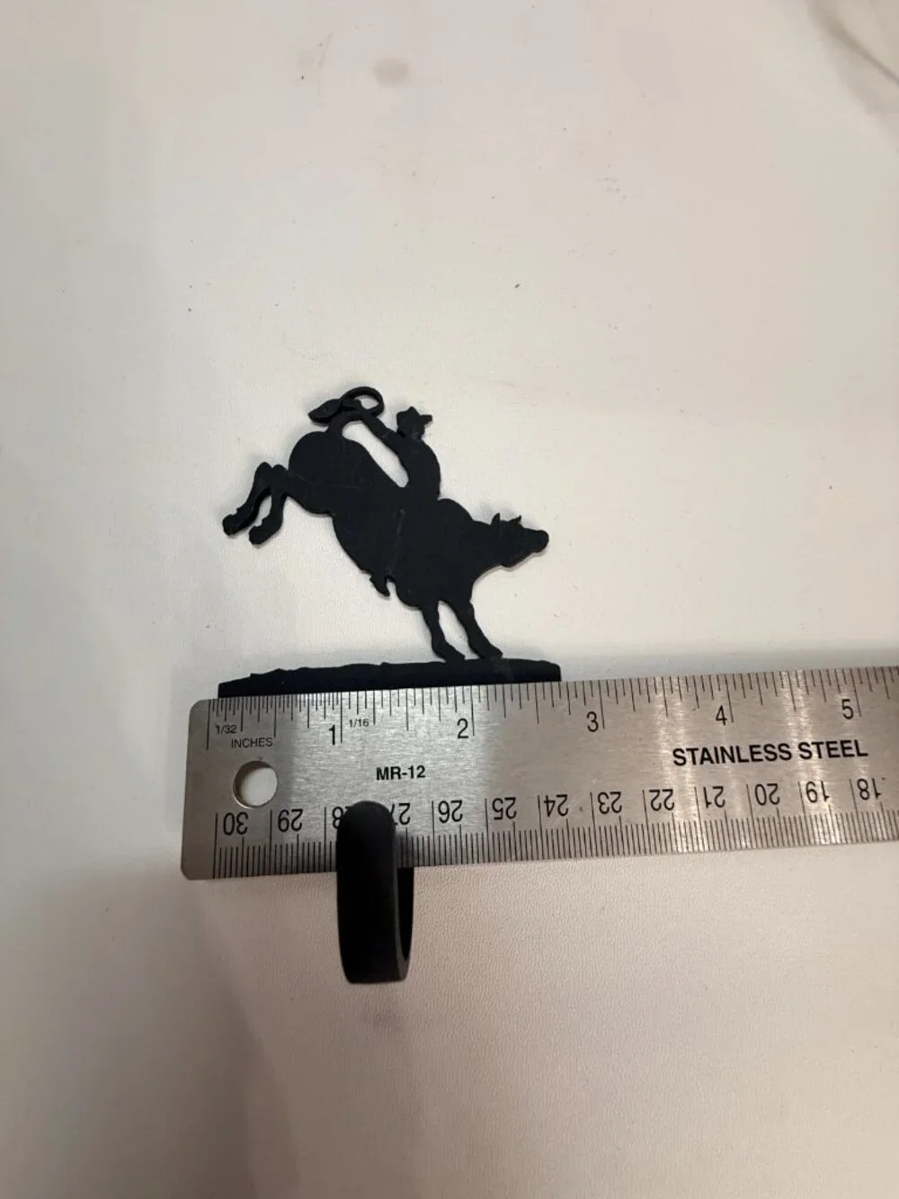 Wrought Iron Rodeo Bull Rider Wall Hook Small 3.5